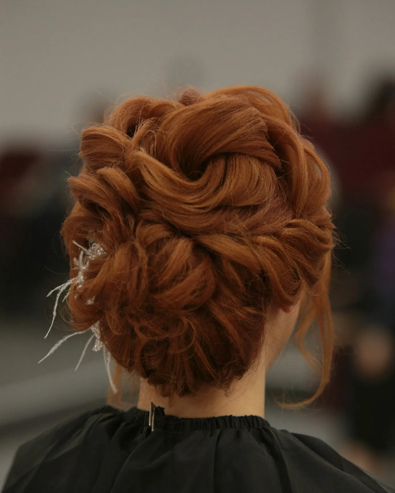 The finished copper up-do from behind