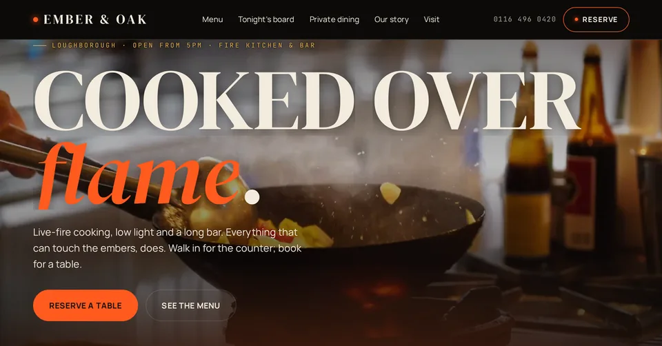 Ember & Oak homepage