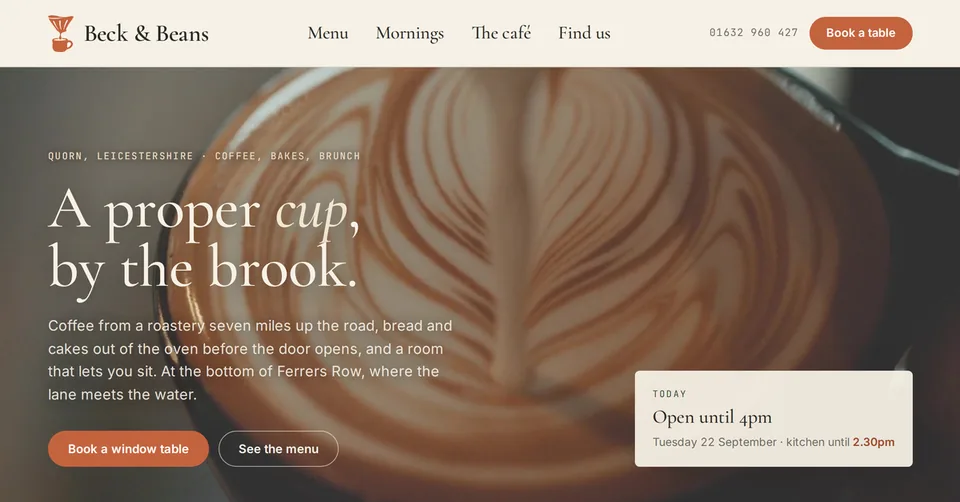 Beck & Beans homepage