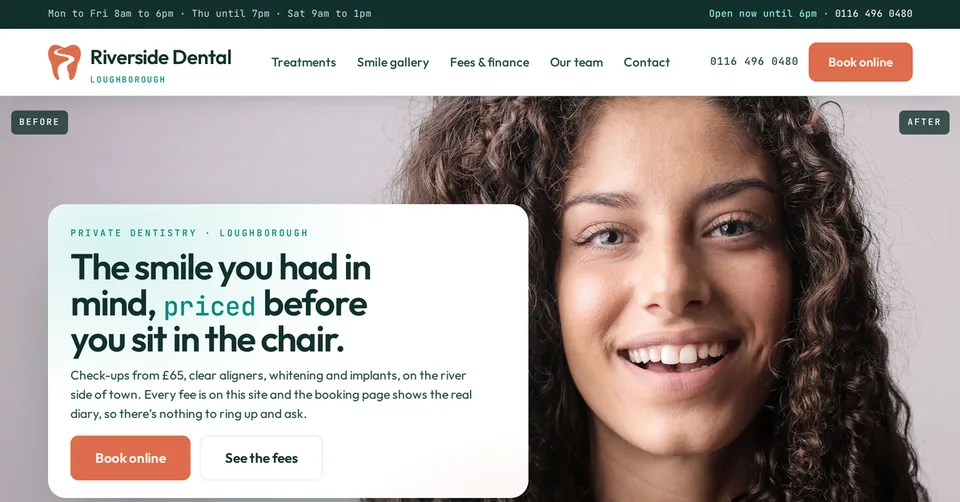 Riverside Dental homepage